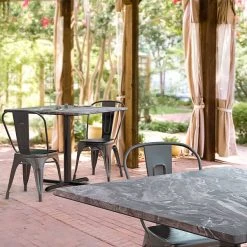 LT&S Excalibur Lancaster Table & Seating Excalibur 36" X 36" Square Dining Height Table With Smooth Paladina Finish And Cross Base Plate