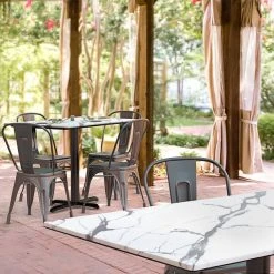 LT&S Excalibur Lancaster Table & Seating Excalibur 27 1/2" X 47 3/16" Rectangular Dining Height Table With Smooth Versilla Finish And Cross Base Plate