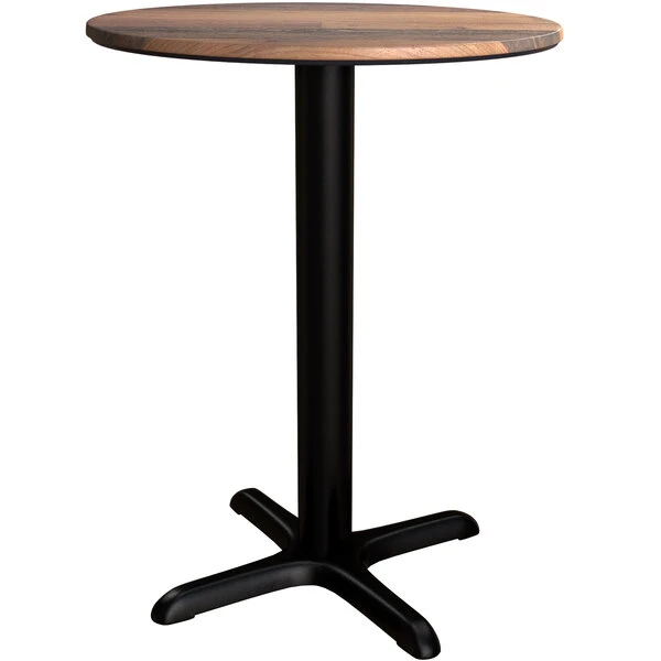 LT&S Excalibur Lancaster Table & Seating Excalibur 24" Round Dining Height Table With Textured Farmhouse Finish And Cross Base Plate 2 LT&S Excalibur Lancaster Table & Seating Excalibur 24" Round Dining Height Table With Textured Farmhouse Finish And Cross Base Plate - Image 2