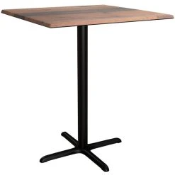 LT&S Excalibur Lancaster Table & Seating Excalibur 36" X 36" Square Bar Height Table With Textured Farmhouse Finish And Cross Base Plate