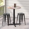 LT&S Excalibur Lancaster Table & Seating Excalibur 36" Round Counter Height Table With Textured Mixed Plank Finish And Cross Base Plate