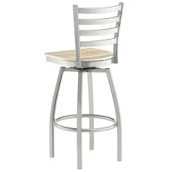 Lancaster Table & Seating Clear Coat Finish Ladder Back Swivel Bar Stool With Driftwood Seat -Zown Shop 2124437