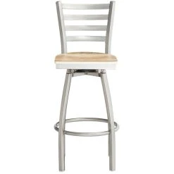 Lancaster Table & Seating Clear Coat Finish Ladder Back Swivel Bar Stool With Driftwood Seat -Zown Shop 2124438