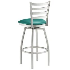 Lancaster Table & Seating Clear Coat Finish Ladder Back Swivel Bar Stool With 2 1/2" Green Vinyl Padded Seat -Zown Shop 2124455