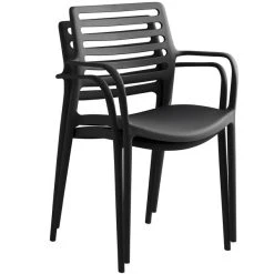 Lancaster Table & Seating Allegro Black Stackable Resin Arm Chair -Zown Shop 2126306