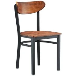 LT&S Boomerang Series Lancaster Table & Seating Boomerang Black Finish Chair With Antique Walnut Wood Seat And Back 4 LT&S Boomerang Series Lancaster Table & Seating Boomerang Black Finish Chair With Antique Walnut Wood Seat And Back -Zown Shop 2127664