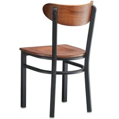 LT&S Boomerang Series Lancaster Table & Seating Boomerang Black Finish Chair With Antique Walnut Wood Seat And Back 5 LT&S Boomerang Series Lancaster Table & Seating Boomerang Black Finish Chair With Antique Walnut Wood Seat And Back -Zown Shop 2127665