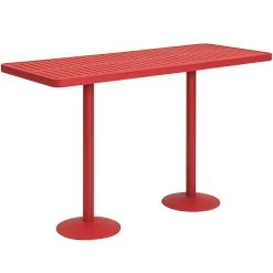 Wabash Valley HAA5D9P Hanna Collection 30" X 48" Red Horizontal Slat Bar Height Portable Community Table