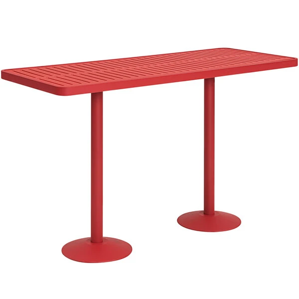 Wabash Valley HAA5D9P Hanna Collection 30" X 48" Red Horizontal Slat Bar Height Portable Community Table 1 Wabash Valley HAA5D9P Hanna Collection 30" X 48" Red Horizontal Slat Bar Height Portable Community Table
