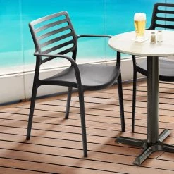 Lancaster Table & Seating Allegro Black Stackable Resin Arm Chair