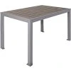 BFM Seating Seaside 31" X 48" Soft Gray Metal Bolt-Down Standard Height Table With Gray Synthetic Teak Top