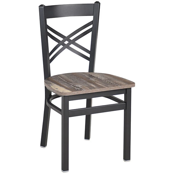 BFM Seating Akrin Sand Black Steel Cross Back Chair With Relic Farm House Melamine Seat 1 BFM Seating Akrin Sand Black Steel Cross Back Chair With Relic Farm House Melamine Seat