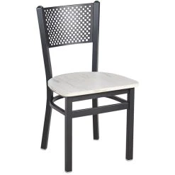 BFM Seating Polk Sand Black Steel Perforated Back Chair With Relic Antique Wash Melamine Seat