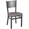 BFM Seating Polk Sand Black Steel Perforated Back Chair With Relic Chestnut Melamine Seat