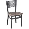 BFM Seating Polk Sand Black Steel Perforated Back Chair With Relic Farm House Melamine Seat