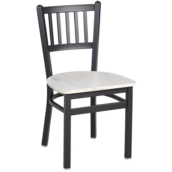BFM Seating Troy Sand Black Steel Slat Back Chair With Relic Antique Wash Melamine Seat 1 BFM Seating Troy Sand Black Steel Slat Back Chair With Relic Antique Wash Melamine Seat