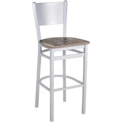 BFM Seating Axel Silver Mist Steel Solid Back Barstool With Relic Farm House Melamine Seat