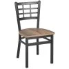 BFM Seating Marietta Sand Black Steel Window Back Chair With Relic Knotty Pine Melamine Seat