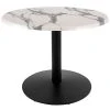 Holland Bar Stool OD214-2230BWOD30RWM 30" Round White Marble Laminate Outdoor / Indoor Standard Height Table With Round Base