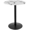 Holland Bar Stool OD214-2242BWOD30RWM 30" Round White Marble Laminate Outdoor / Indoor Bar Height Table With Round Base