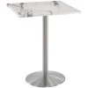 Holland Bar Stool OD214-2242SSOD30SQWM 30" Square White Marble Laminate Outdoor / Indoor Bar Height Table With Stainless Steel Round Base
