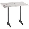 Holland Bar Stool OD211EB-42BWOD3048WMU 30" X 48" White Marble Laminate Outdoor / Indoor Bar Height Table With End Column Base And Umbrella Hole