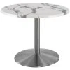 Holland Bar Stool OD214-2230SSOD30RWM 30" Round White Marble Laminate Outdoor / Indoor Standard Height Table With Stainless Steel Round Base