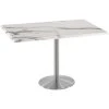 Holland Bar Stool OD214-2236SSOD3048WM 30" X 48" White Marble Laminate Outdoor / Indoor Counter Height Table With Stainless Steel Round Base