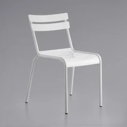 Lancaster Table & Seating 32" X 60" White Powder-Coated Aluminum Dining Height Outdoor Table With Umbrella Hole And 4 Side Chairs -Zown Shop 2184599