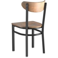 LT&S Boomerang Series Lancaster Table & Seating Boomerang Black Finish Chair With Vintage Wood Seat And Back -Zown Shop 2190272