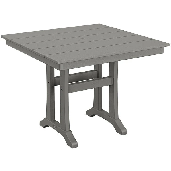 POLYWOOD Farmhouse Trestle 37" Slate Grey Dining Height Table 1 POLYWOOD Farmhouse Trestle 37" Slate Grey Dining Height Table