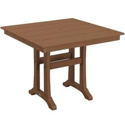 POLYWOOD Farmhouse Trestle 37" Teak Dining Height Table
