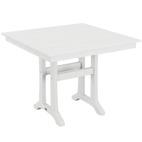 POLYWOOD Farmhouse Trestle 37" White Dining Height Table 1 POLYWOOD Farmhouse Trestle 37" White Dining Height Table