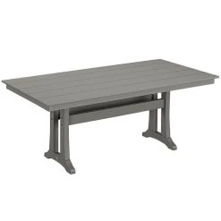 POLYWOOD Farmhouse Trestle 37" X 72" Slate Grey Dining Height Table