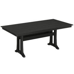 POLYWOOD Farmhouse Trestle 37" X 72" Black Dining Height Table