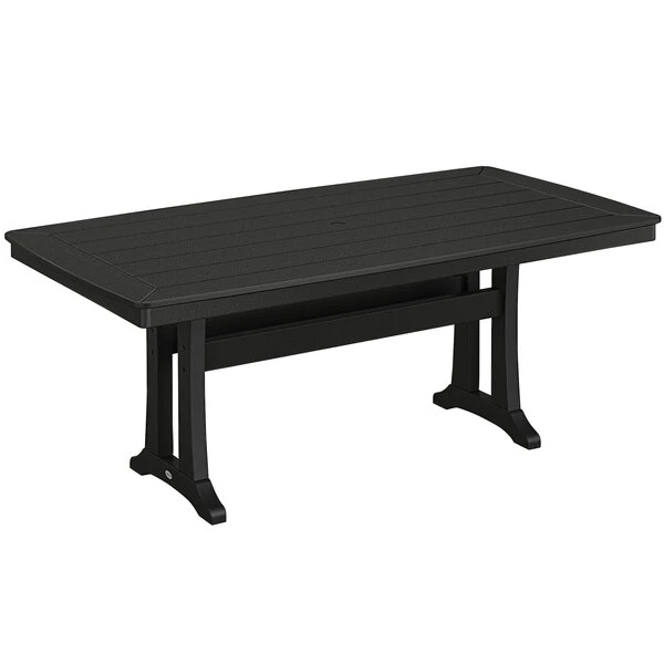 POLYWOOD Nautical Trestle 38" X 73" Black Dining Height Table 1 POLYWOOD Nautical Trestle 38" X 73" Black Dining Height Table