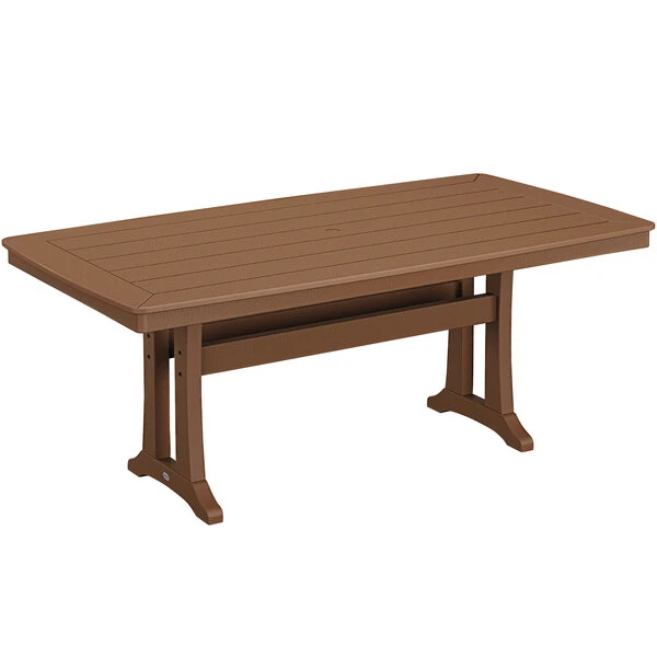 POLYWOOD Nautical Trestle 38" X 73" Teak Dining Height Table 1 POLYWOOD Nautical Trestle 38" X 73" Teak Dining Height Table