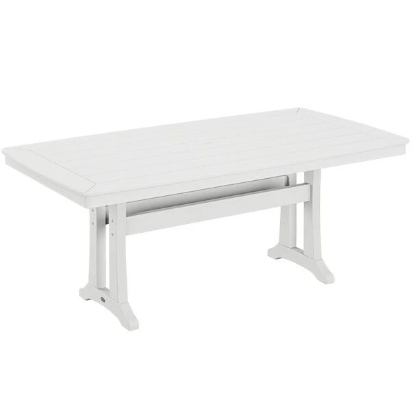POLYWOOD Nautical Trestle 38" X 73" White Dining Height Table 1 POLYWOOD Nautical Trestle 38" X 73" White Dining Height Table