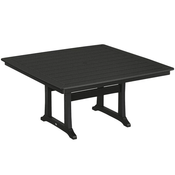 POLYWOOD Nautical Trestle 59" Black Dining Height Table 1 POLYWOOD Nautical Trestle 59" Black Dining Height Table