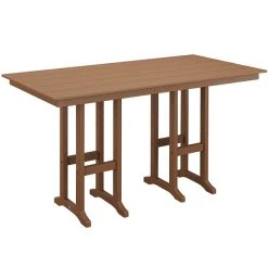 POLYWOOD Farmhouse 37" X 72" Teak Bar Height Table