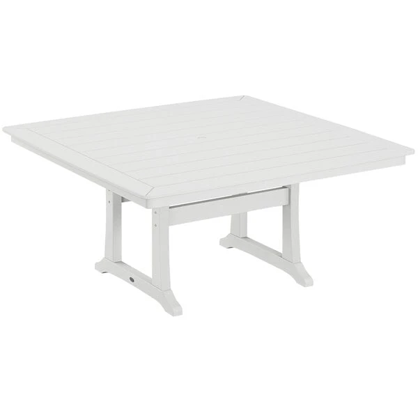 POLYWOOD Nautical Trestle 59" White Dining Height Table 1 POLYWOOD Nautical Trestle 59" White Dining Height Table