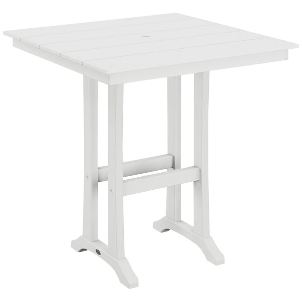 POLYWOOD Farmhouse Trestle 37" White Bar Height Table 1 POLYWOOD Farmhouse Trestle 37" White Bar Height Table