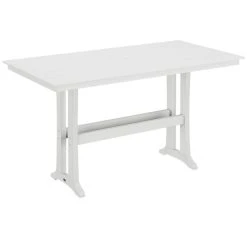 POLYWOOD Farmhouse Trestle 37" X 72" White Bar Height Table