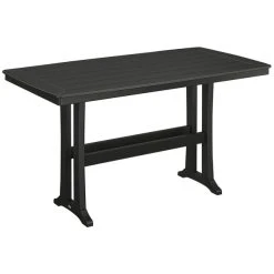 POLYWOOD Nautical Trestle 38" X 73" Black Bar Height Table