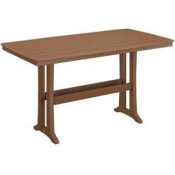 POLYWOOD Nautical Trestle 38" X 73" Teak Bar Height Table