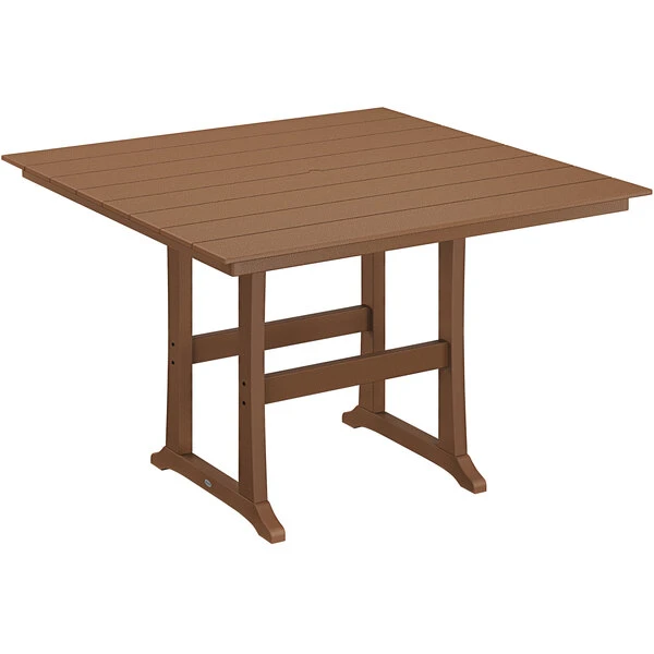 POLYWOOD Farmhouse Trestle 59" Teak Bar Height Table 1 POLYWOOD Farmhouse Trestle 59" Teak Bar Height Table