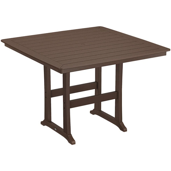 POLYWOOD Nautical Trestle 59" Mahogany Bar Height Table 1 POLYWOOD Nautical Trestle 59" Mahogany Bar Height Table