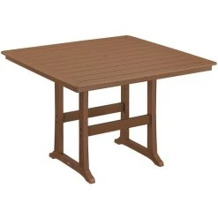 POLYWOOD Nautical Trestle 59" Teak Bar Height Table