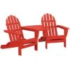 POLYWOOD Classic Series Sunset Red Folding Adirondack Chairs With Connecting Table