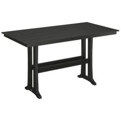 POLYWOOD Farmhouse Trestle 37" X 72" Black Bar Height Table